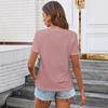 Women's Spring&Summer V-Neck Short Sleeve Pocket Solid Colour Casual T-Shirt