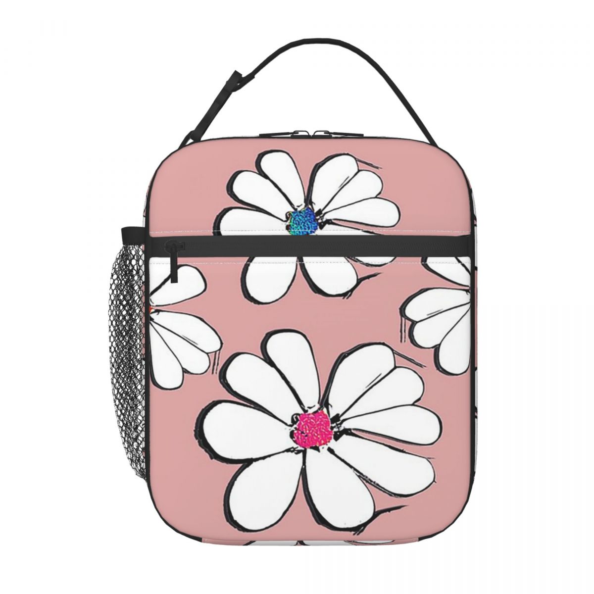 

Cartoon Colorful Daisy Pattern Insulated Lunch Bag for Women Kids Leakproof Food Boxes Thermal Lunch Box Tote One Size