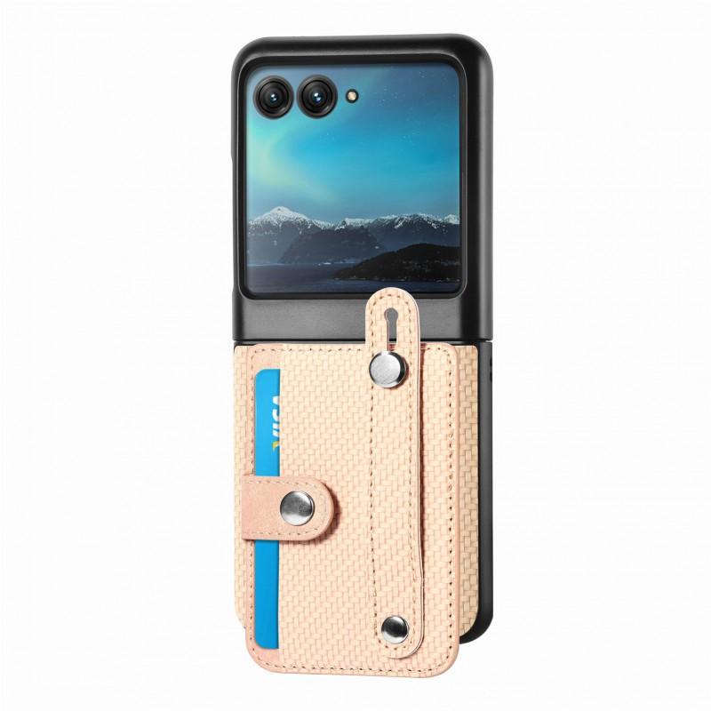 Carbon Fiber Leather Phone Case With Card Slots Kickstand Motorola Razr 60 Ultra 50 40