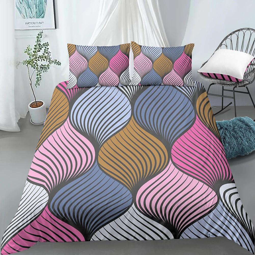 Geometric Duvet Cover Set King Size White Gold Shade Bohemian Bedding Set Soft Quilt Cover with Pillowcase Twin Comforter Cover