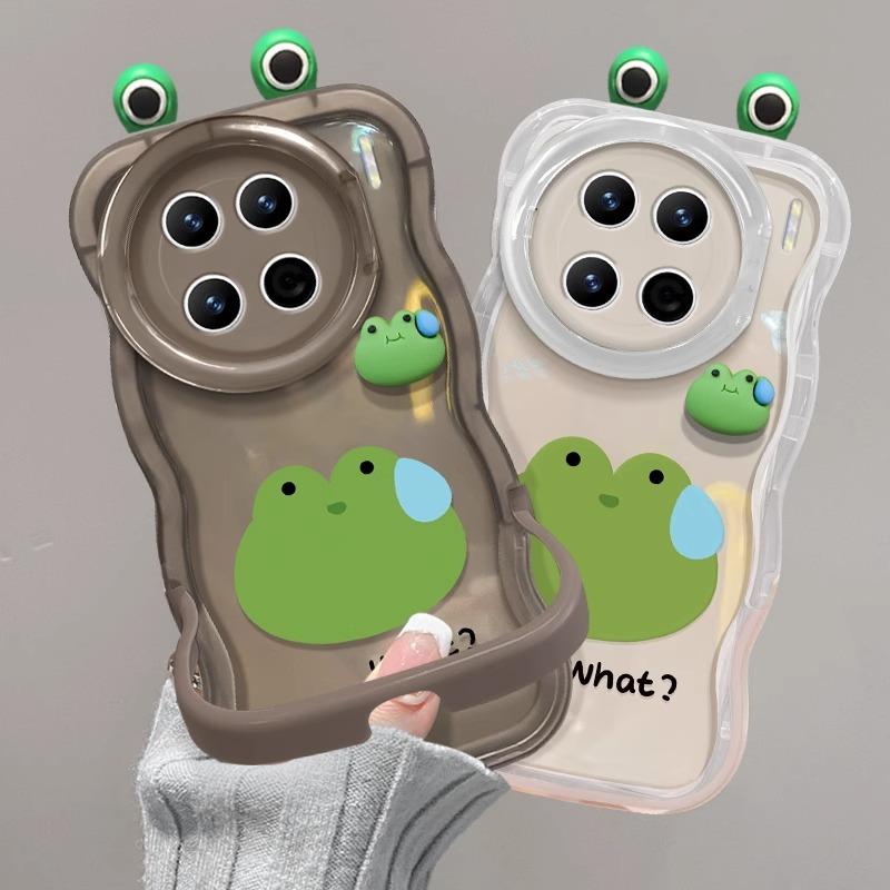 

Applicable To Opporeno12 Mobile Phone Case Vivos19 Sweat Frog Doll Xiaomi 14 Double Bracket Transparent Anti-fall Redmi K40/K40 Pro