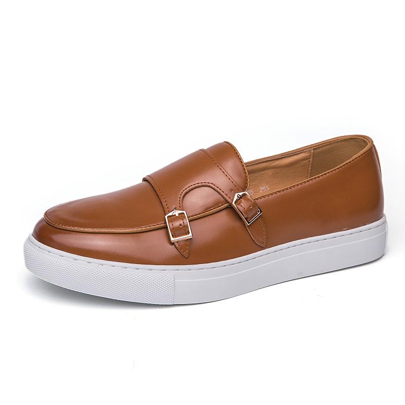 2023 Men's Plus-Size Double Buckle Casual Loafers, Low Top British Style