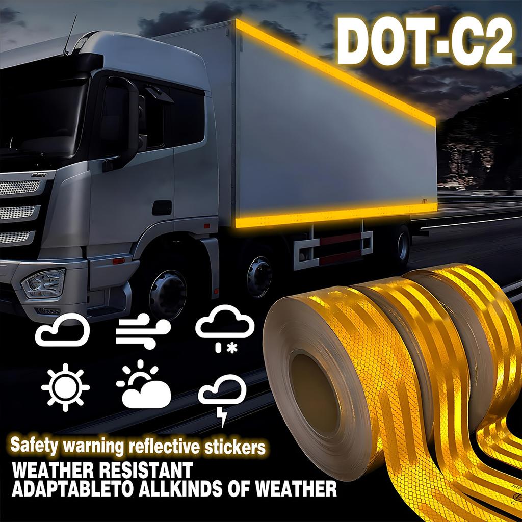 High Conspicuity Yellow Reflective Tape Prismatic Retro Reflector Sticker Waterproof Reflective Strip For Truck Trailer