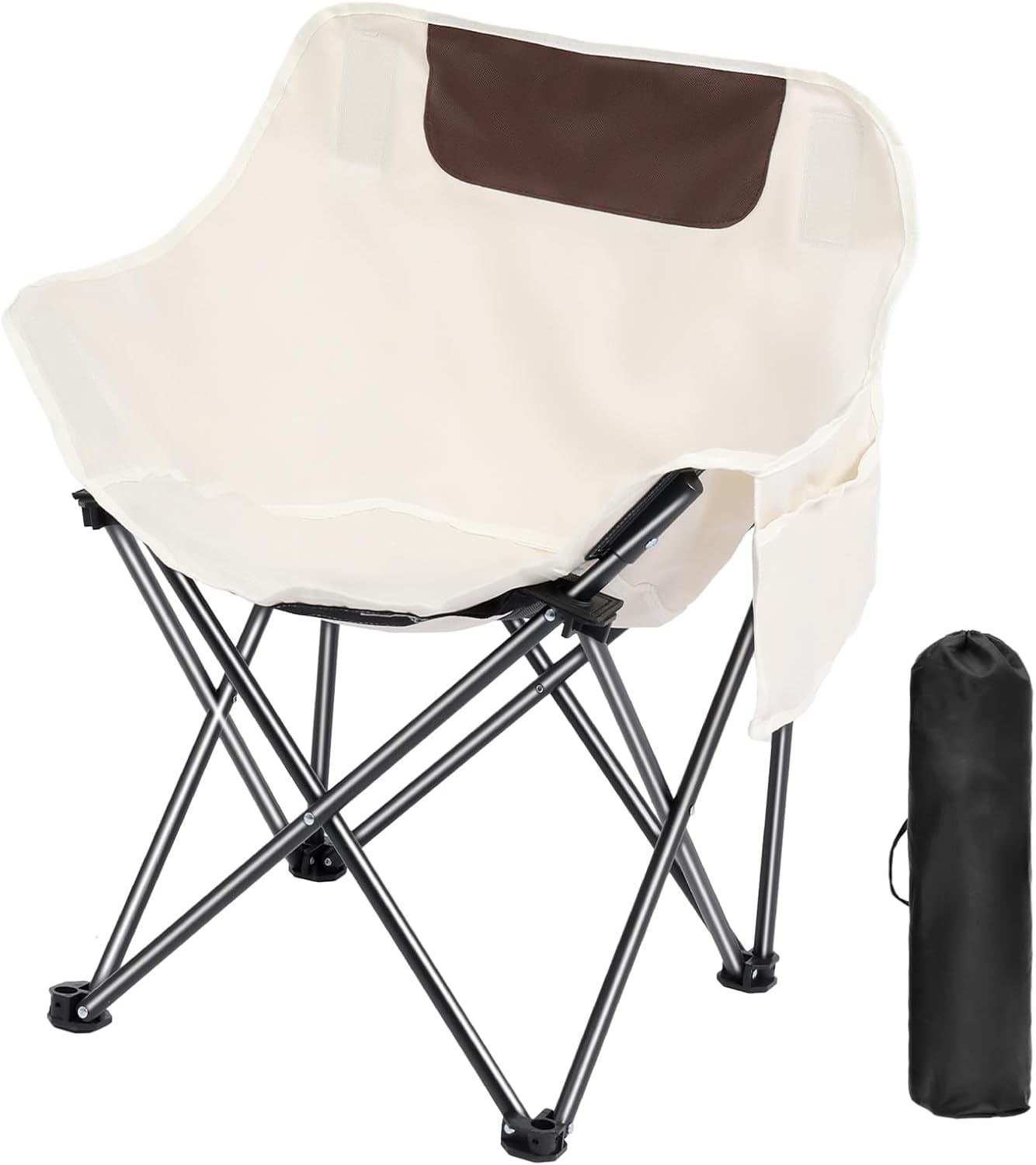 

Портативный складной стул, легкие походные стулья с боковым карманом и сумкой для переноски для взрослых, походов, рыбалки, пляжа, белый 1 PCS белый