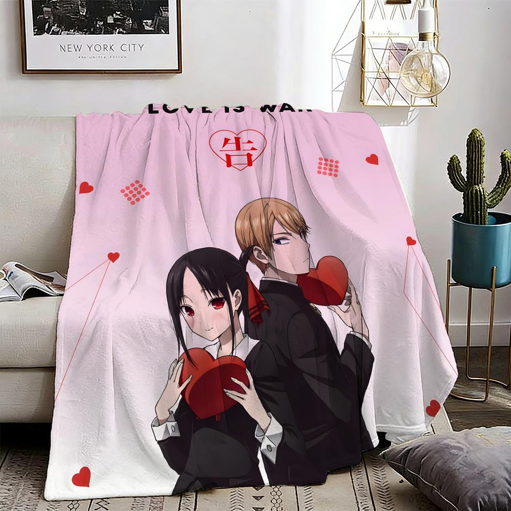 ANIME K-kaguya-sama Love Is War Throw Lightweight 240g Flannel Blanket Soft Skin-friendly for Summer Cooling 75X95CM