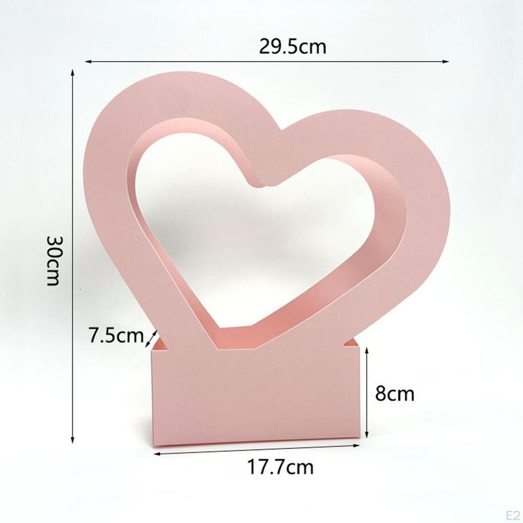 Heart Shaped Flower Box Bouquet Gift Bag for Wedding Gatherings Party Pink