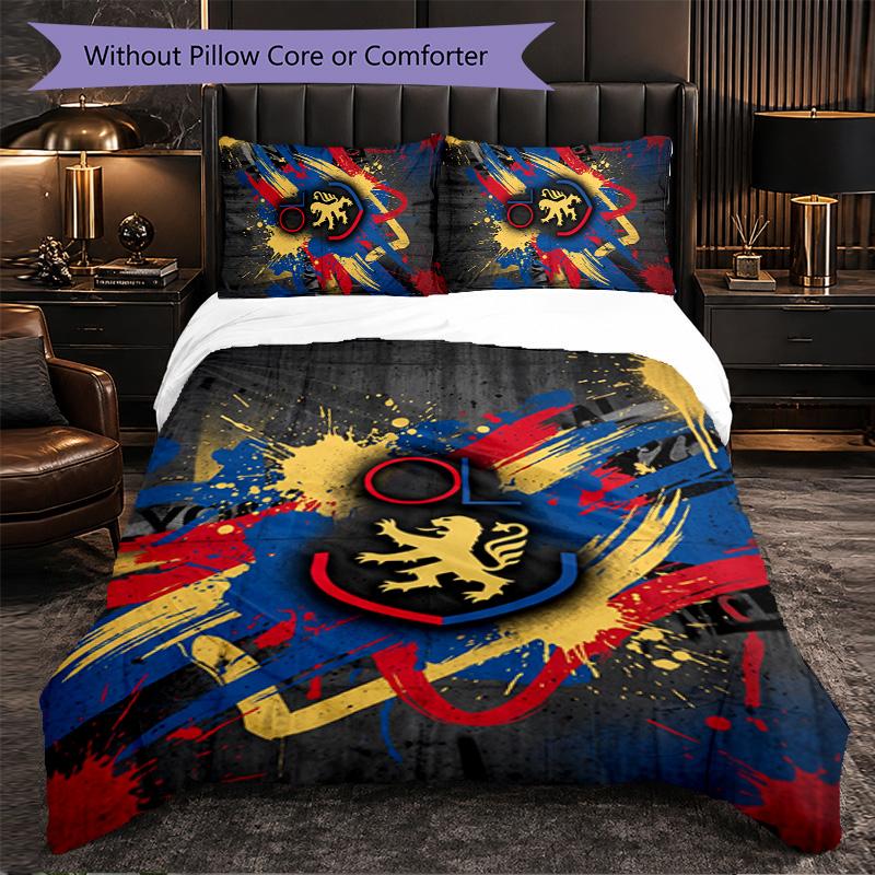 Lyon FC Themed Bedding 3Pcs Duvet Cover Set Decorative Bed Linen For Teen Room Home Decoration