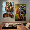 Colorful Canvas Paintings African Black Woman Graffiti Art Portrait Wall Posters Prints Abstract Girl Wall Art Pictures Decor