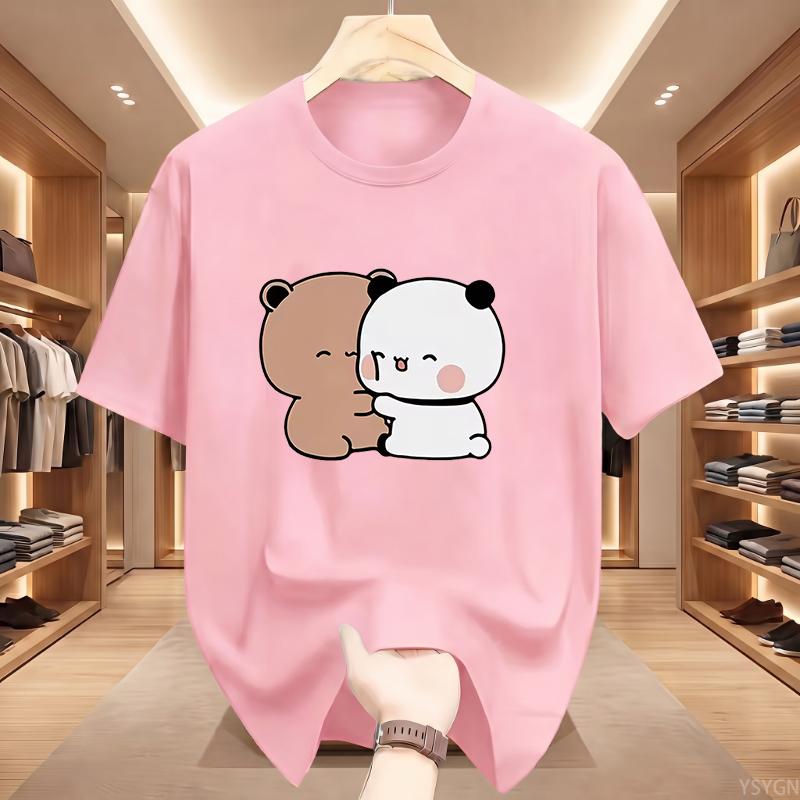 Panda Bear Bubu Dudu Love Hug Graphic T Shirts Harajuku Cartoon Short Sleeve Tshirt Kawaii Fashion Oversized Tshirts Unisex