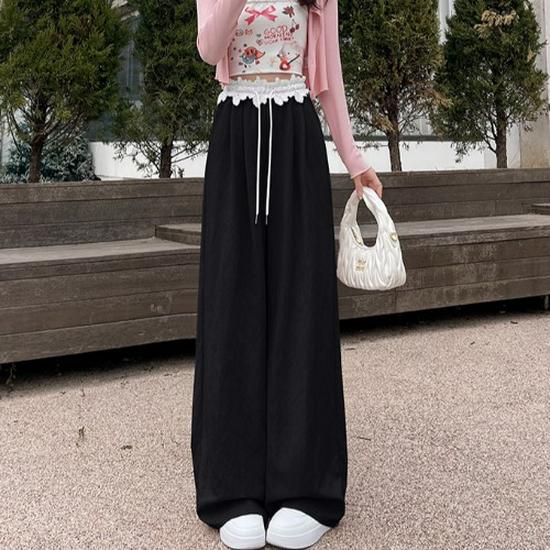 2025 Spring French Lace High-Waist Wide-Leg Trousers