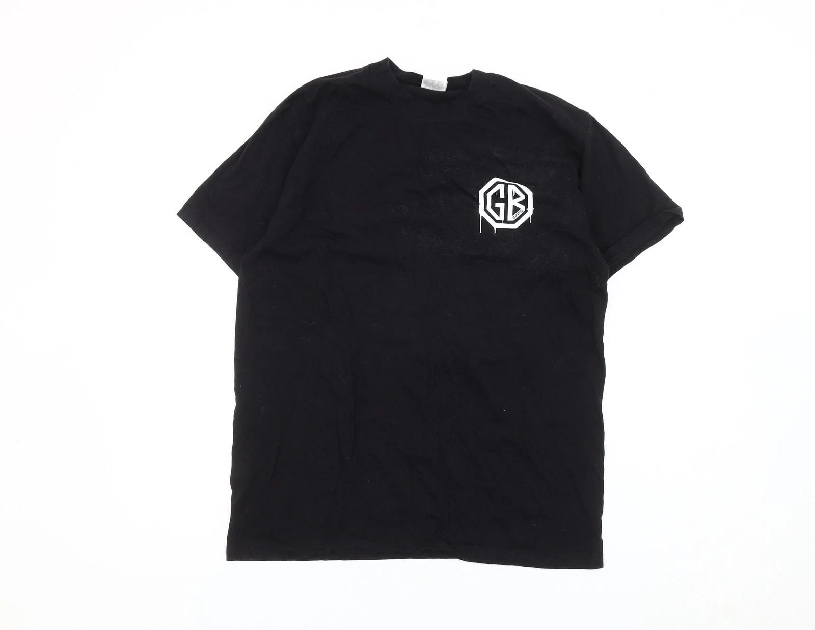 Russell Men’s Black Graphic Print T-Shirt Size S Short Sleeve Cotton 3XL