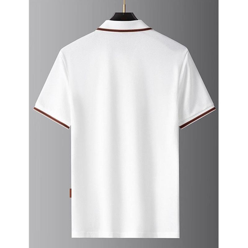 Men's T-shirt Designer Business Loose Fit Turn Down Collar Short Sleeve Polo Shirt Soft Solid Tops Tees Men T-shirt