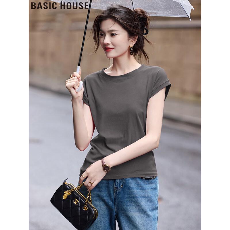 

Basic House Women s Round Neck Short Sleeve T-Shirt L