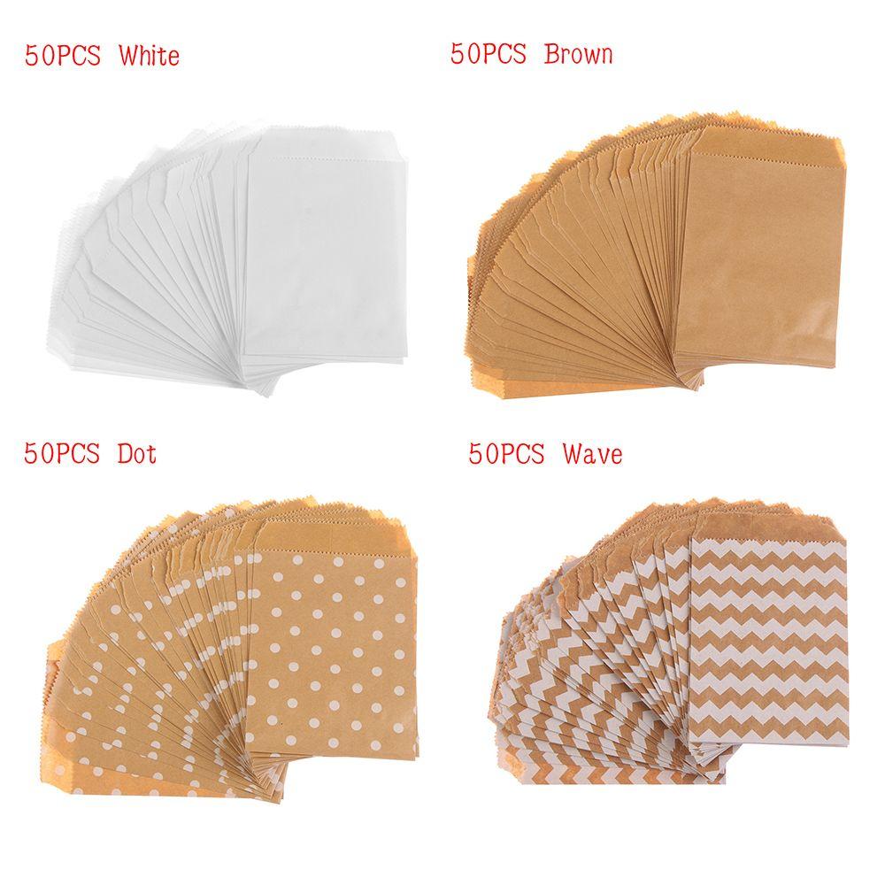 Birthday Baking Wave Dot Pastry Tool Packing Pouch Kraft Paper Bag Popcorn Bag Candy Biscuit Bags
