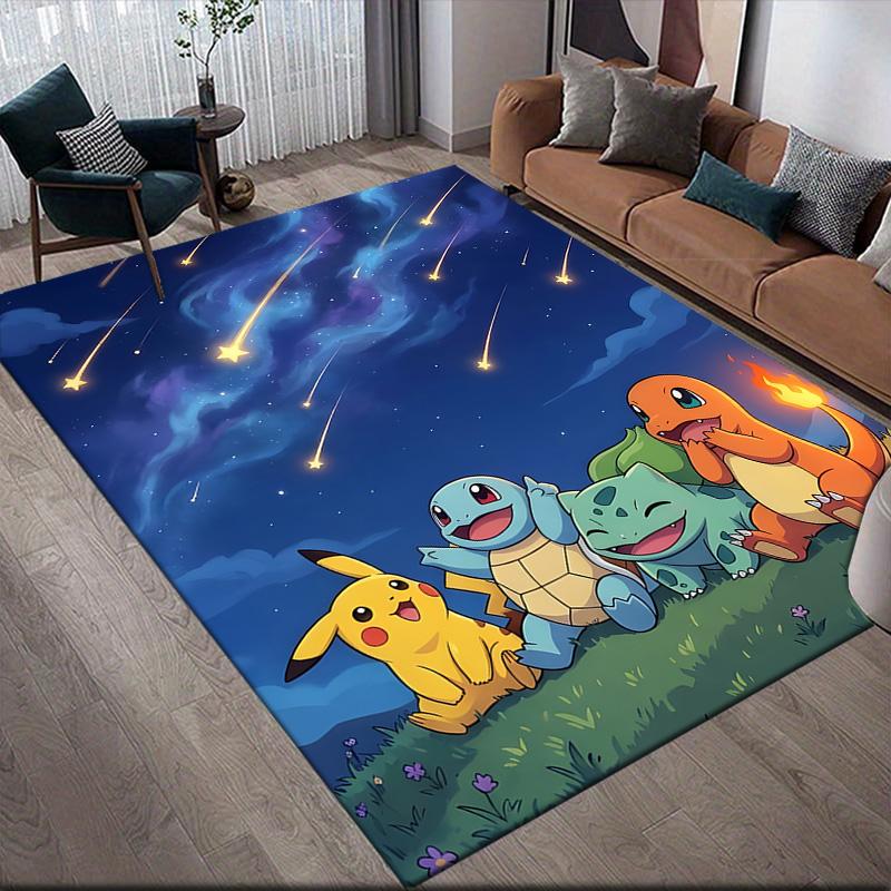 Pokémon Cute Collection Anti-Slip Rug, Rectangular Carpet for Living Room, Bedroom & Sofa Area, Home Decor