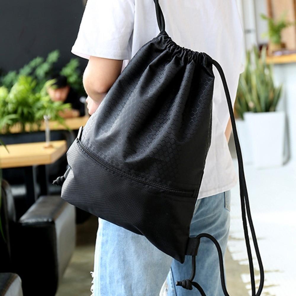 Waterproof Drawstring Backpack Solid Color Drawstring Pocket Casual Fitness Drawstring Bag  Travel