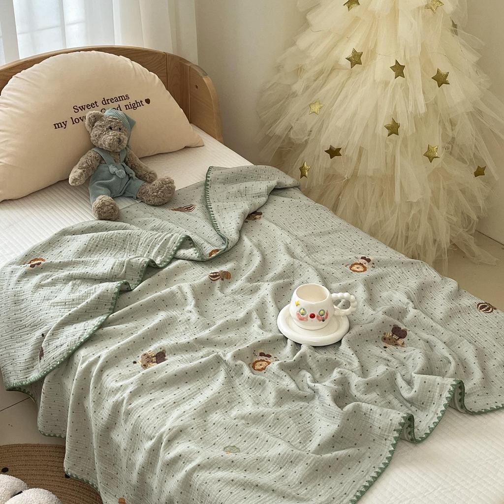 Class A Crinkled Gauze Cotton Children's Summer Quilt - Lightweight, Cooling, Machine Washable