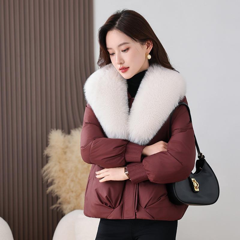 Winter casual down cotton-padded clothes women's short thickened large fur collar design cotton-padded clothes small cotton-padded jacket