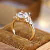 Shiny White Zircon Round Stone Wedding Rings for Women Vintage Gold Color Engagement Band Luxury Crystal Jewelry Mother's Gift
