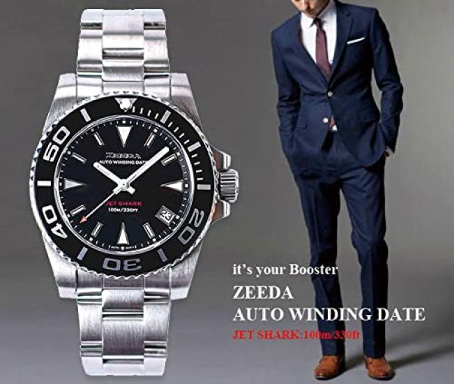 ZEEDA Automatische Mechanische Uhr für Damen und Herren mit Saphirglas, Wasserdicht bis 10 ATM, Japanisches Uhrwerk, Armband aus Edelstahl,