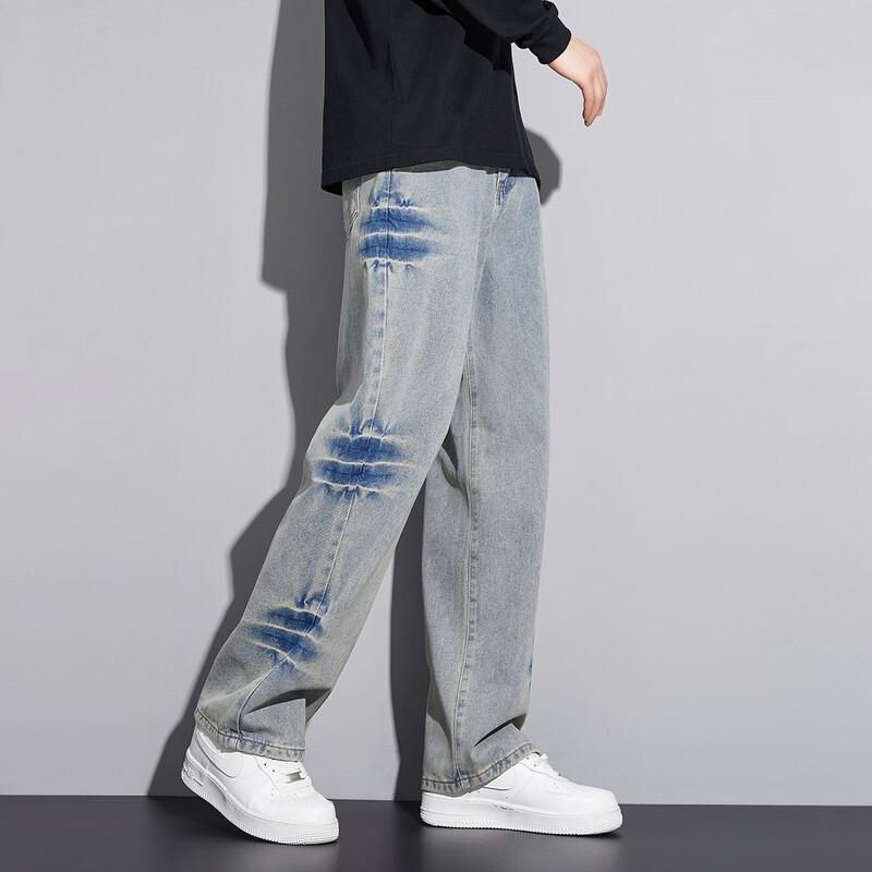 paul frank Men's High Street Loose Wide-Leg Straight Jeans