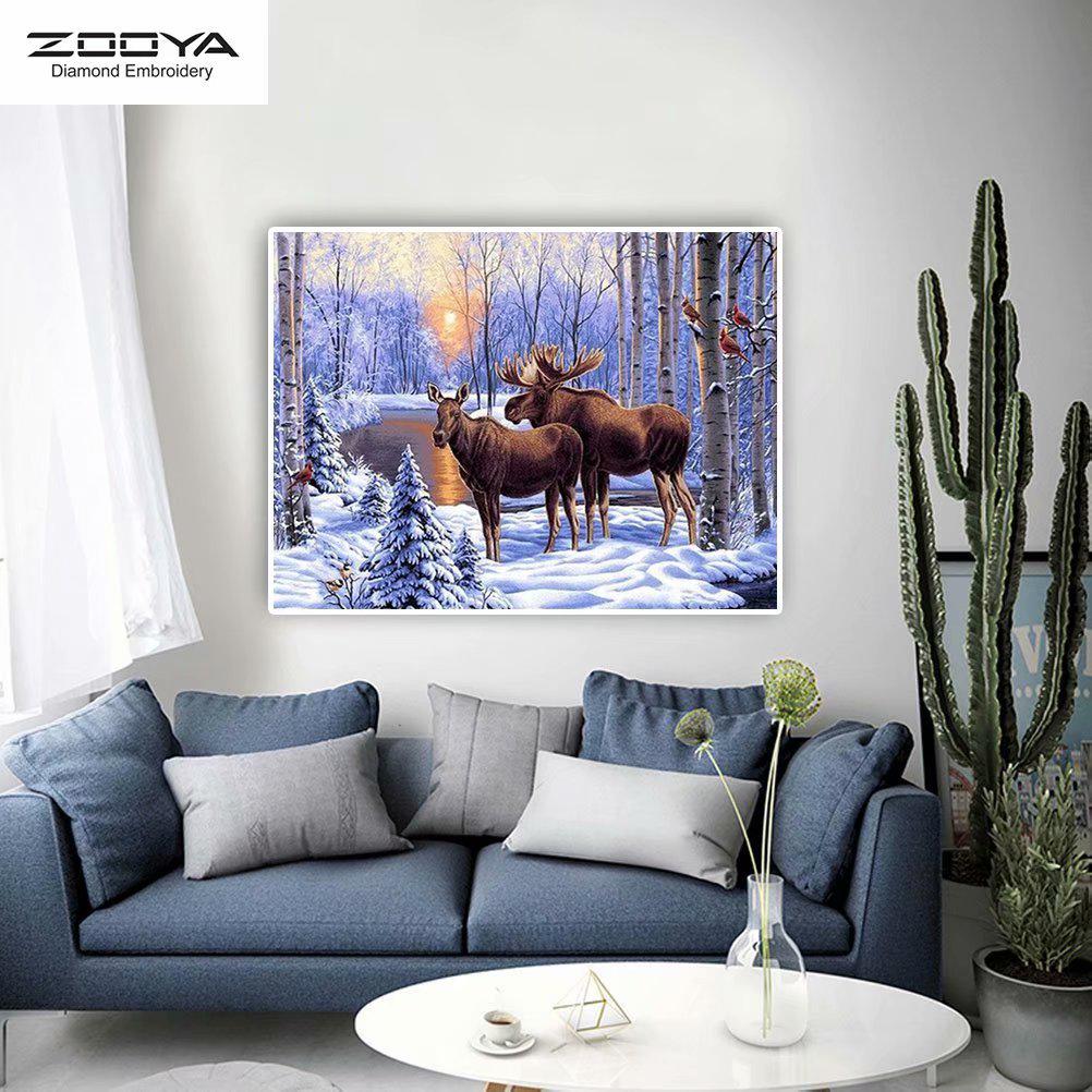 

ЗООЯ DIY 5D полная квадратная алмазная картина крупный рогатый скот олень вышивка крестиком домашний декор