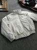 Cement Gray Winter Warm Fur Collar Cotton Harrington Bomber Jacket