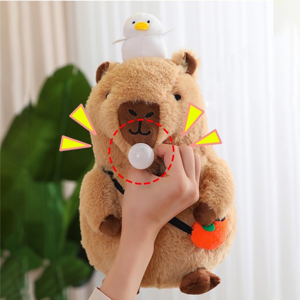 20cm Capybara Plush Toy Simulation Capibara with Fruits Fluffy Doll Stuffed Animals Bubble Pendant Funny Gift for Boys Christmas