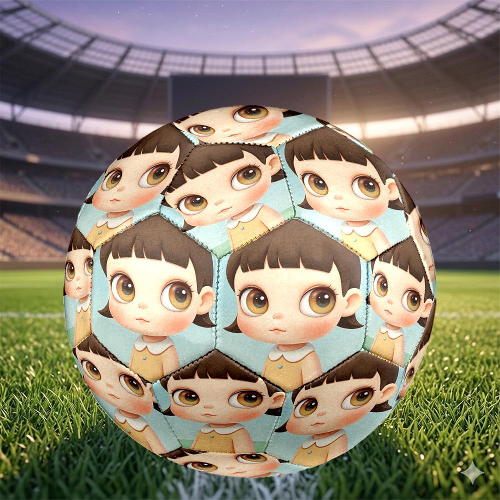 1pc Whimsical Doll Portrait Themed Soccer Ball, Size 5, Lightweight PVC Material, Outdoor Training Soccer Ball Gift. Q6221