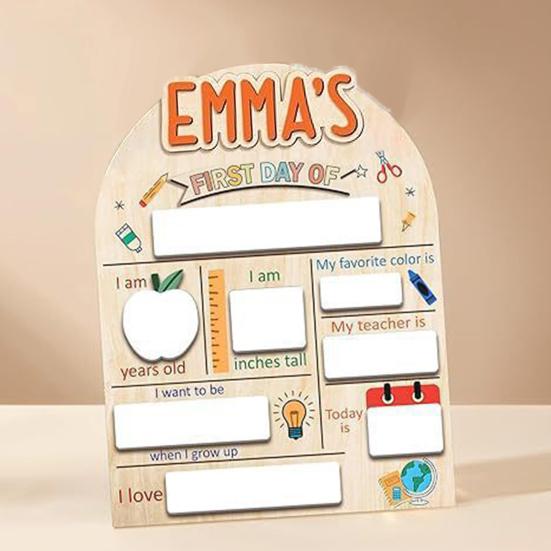 First Day of School Board Dry Erase Board Reusable Wooden First Day
