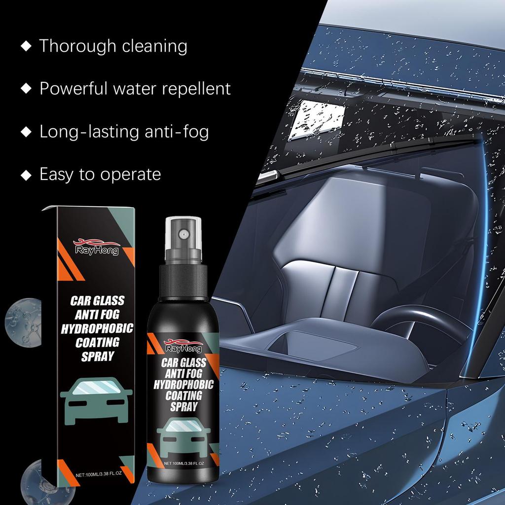 Rayhong Hydrophobic Windshield & Mirror Cleaner with Anti-Fog Protection