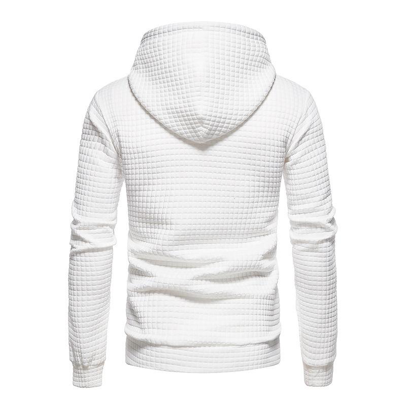 Waffle Pattern Solid Color Hoodie, Men's Cool Hoodie, Men's Casual Pullover Hooded Sweatshirt With Kangaroo Pocket Streetwear