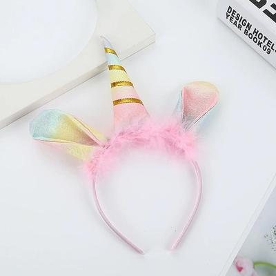 Corno e Orecchie da Unicorno Arcobaleno di Halloween con Piume - Cerchietto per Bambini