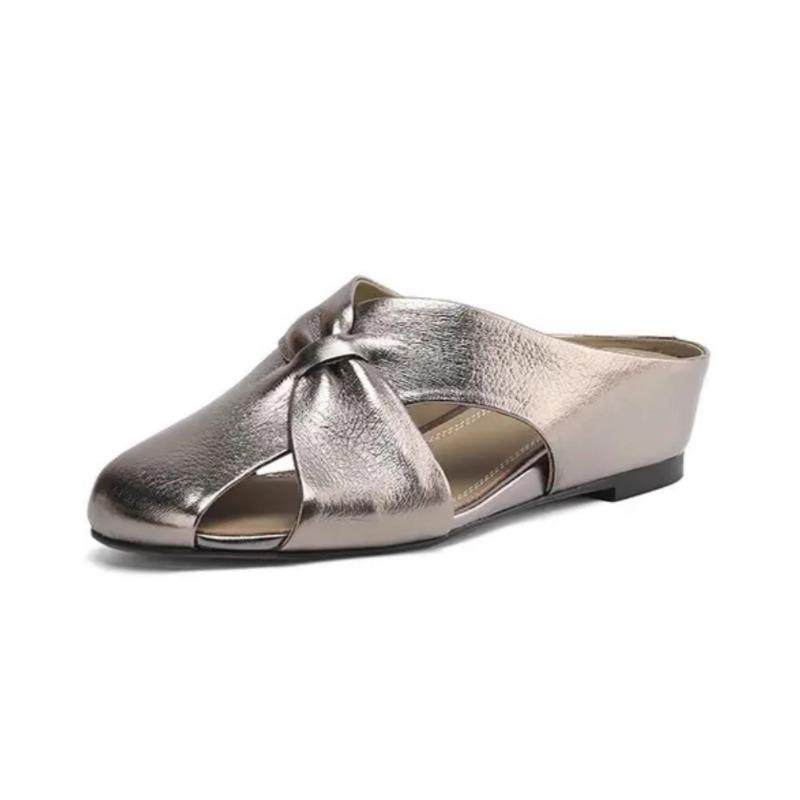 Fashion Mules Casual Shoes Woman Square Toe Slippers Women Heeled Sandals 2025 Trend Summer Elegant Dress Soft Leather Comfort Sandalias