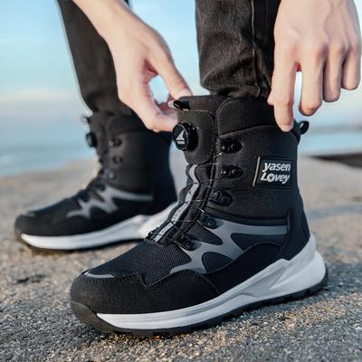 Mens Snow Boots Winter Plush Warm Cotton Boots Outdoor Waterproof High Top Boot Non-slip Hiking Boots for Men Sneakers Botas