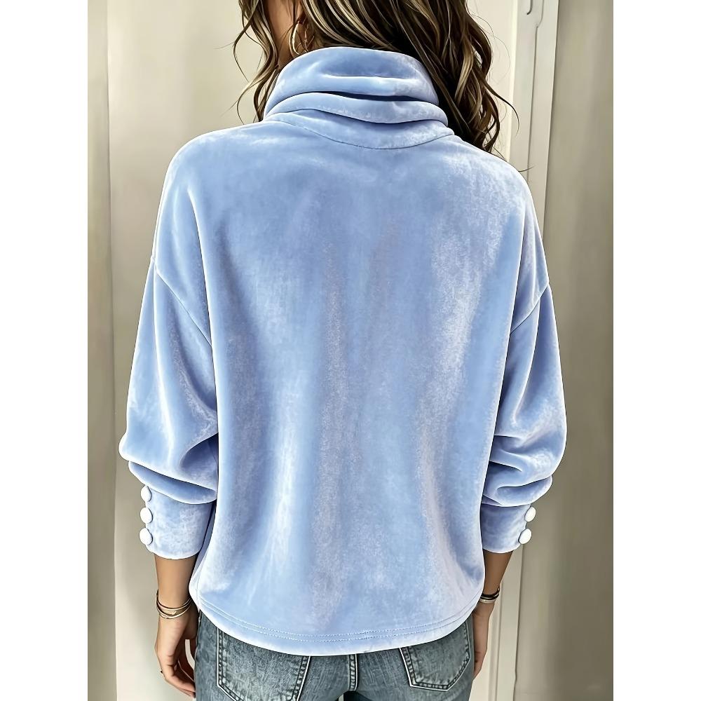 Herfst Winter Hoge Hals Fleece Sweatshirt Dames Los Effen Kleur Fleece Gevoerd Top Mode Veelzijdig Casual Pullover Warm Vest