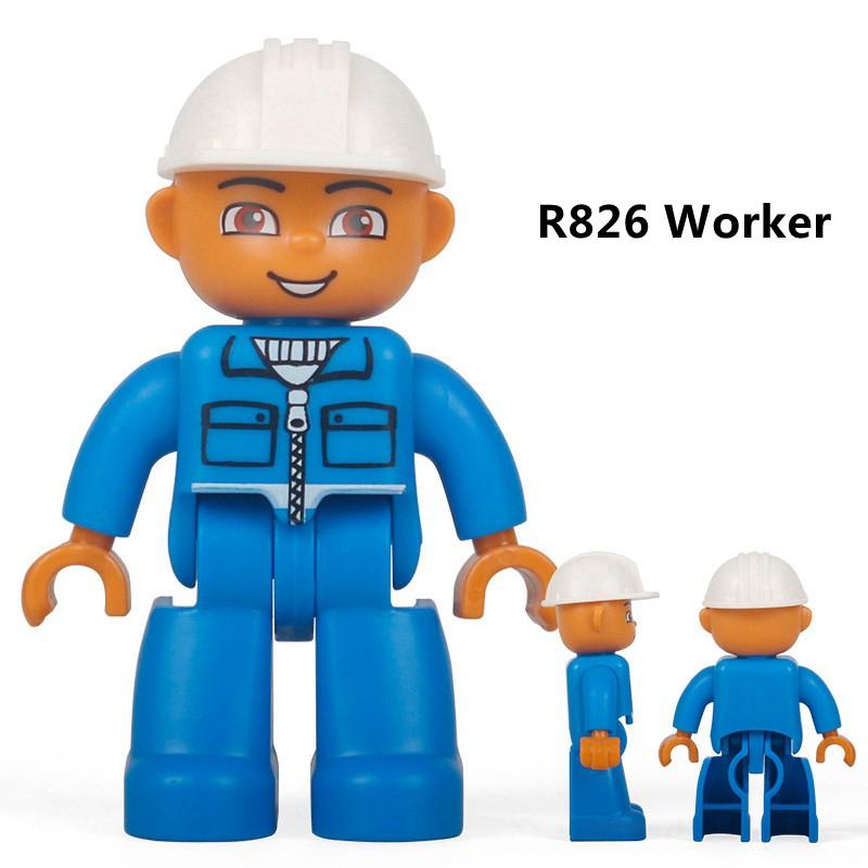 Duplo Action Figures Family Member Police Doctor Big Size Building Blocks Diy Education Kids Toys