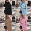 Autumn Winter And Mid Length High Collar Off Shoulder Sweater Dress Mini Dress