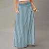 Women's Casual Leisure Foldable Striped Plaid Print High Waist With Pocket Draped  Relaxed Long Maxi Skirt
