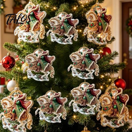 Holiday Hanging Decorations Santa Riding Horse Christmas Ornament, Acrylic Pendant with String, Festive Party Supplies Tree Decor for Living