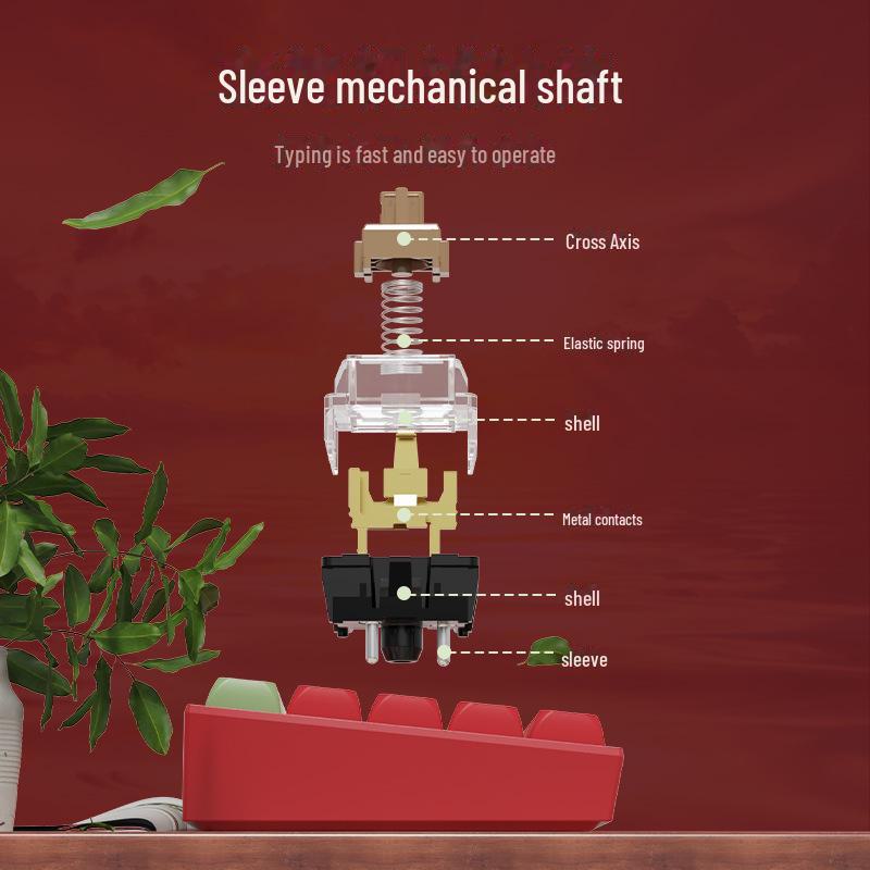 Black Duke AK680 Dual-Mode Wireless/Wired Mechanical Keyboard, Hot-Swappable, 68 Keys, Tea & Red Switch Options