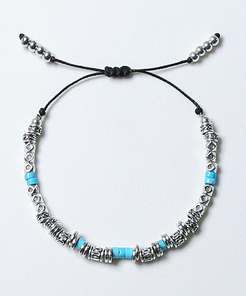 Knd Silver & Turquoise Bead Bracelet