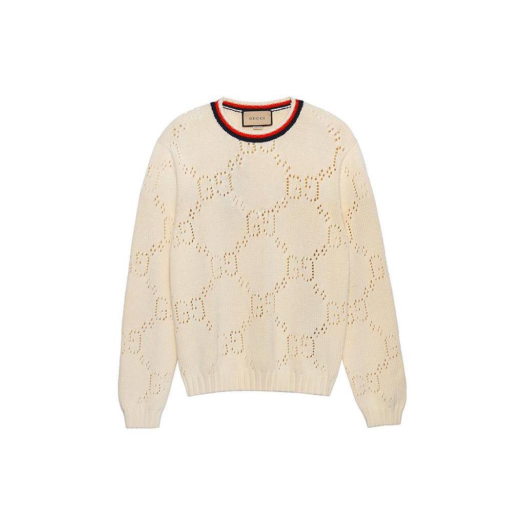 GUCCI Sweaters Men's Ecru Crew Neck Moderate Other 740501-XKC4L-9275