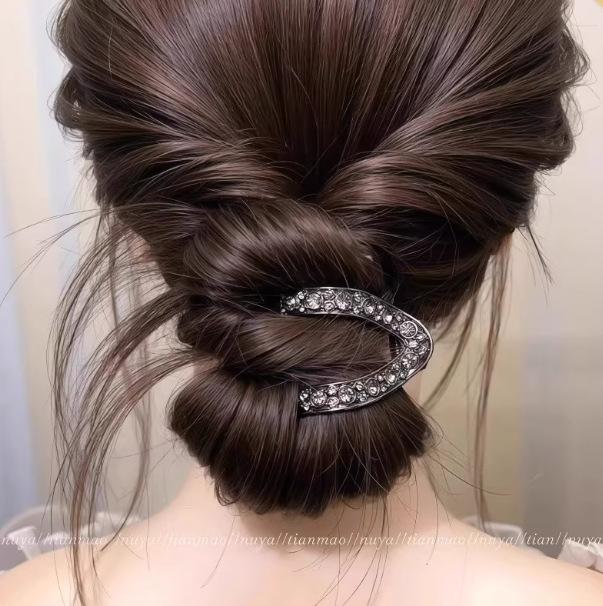 High ponytail fixed artifact grab clip female back head half tie hair headgear hairpin v-clip hairpin matte