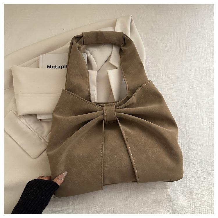 Autumn Winter New Fashi Simple Shoulder Bag Large Capacity Tote Bow Underarm Stylish Handle Bag Texture Simple Commuting Bag