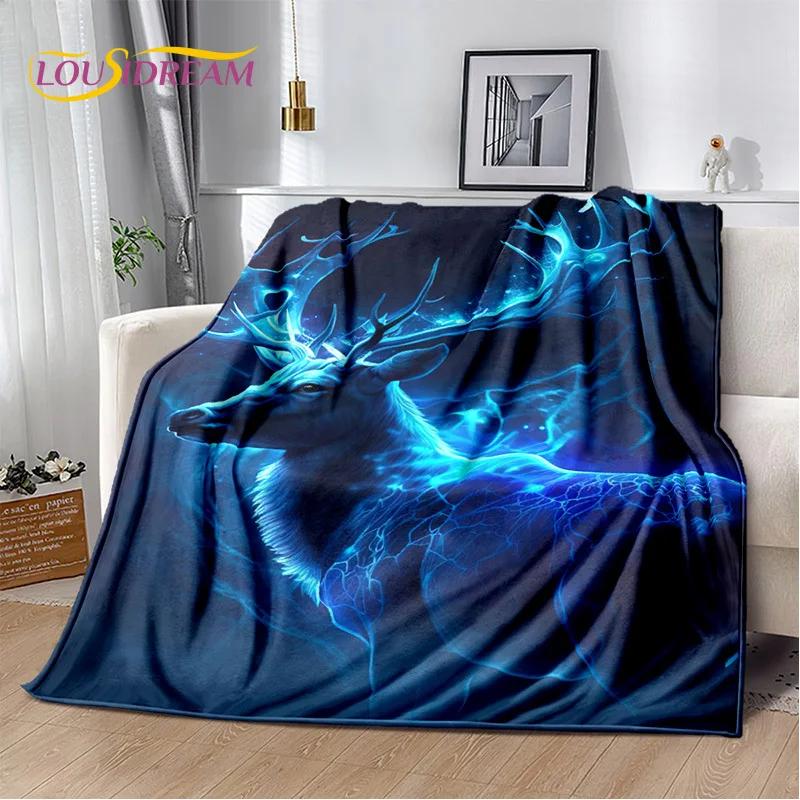 3D Dream Forest Christmas Elk Sika Deer Soft Plush Blanket,Flannel Blanket Throw Blanket for Living Room Bedroom Bed Sofa Cover