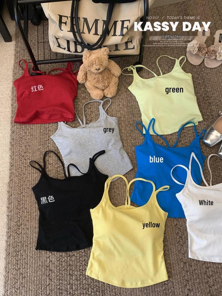 Women's Double Strap Backless Padded Camisole - Slim Fit Summer Vest Top