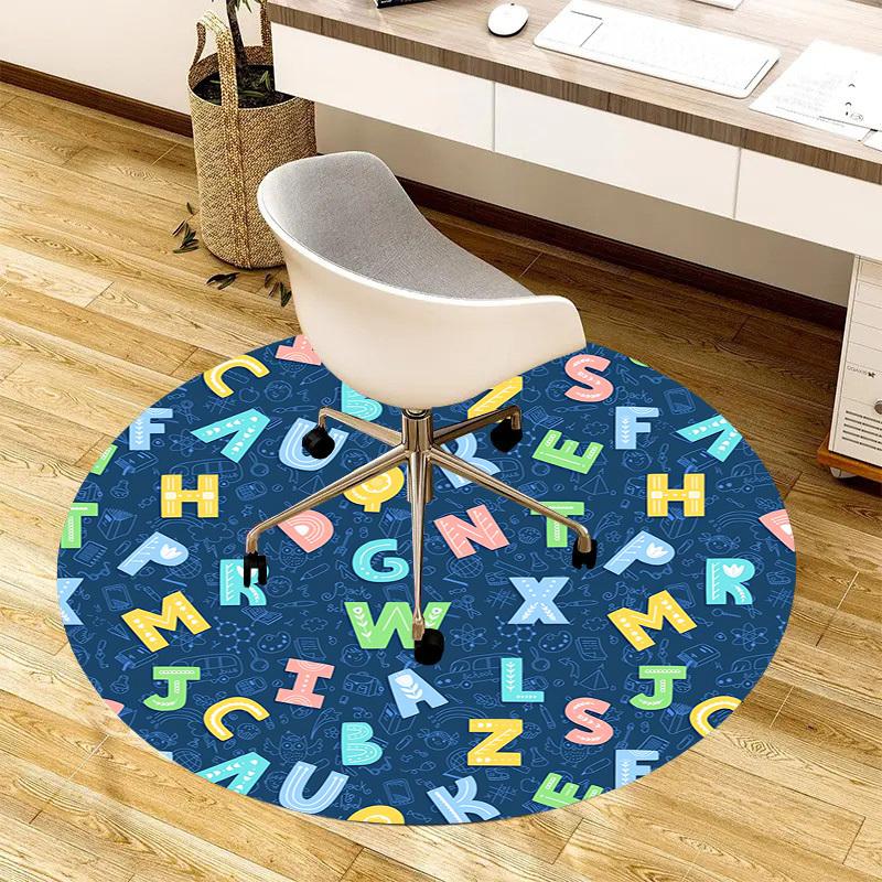 1pc Alphabet Pattern Education Round Carpet, Made of Polyester,Office Chairs, Living Rooms, Or Bedrooms, a Cool Rug for The Living Room.ydt26040
