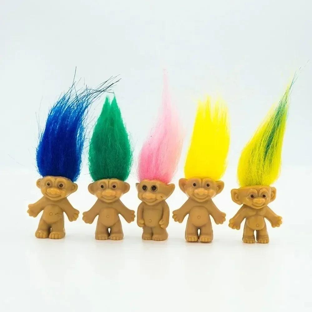 10Pcs/Bag Mini Trolls Dolls Anime Action Figure Colorful Hair Family Members Model Collection Kids Toys for Children's Gift 2025