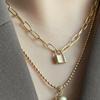 Warmrecord Silver925 Matte Lock Chain Necklace_N028